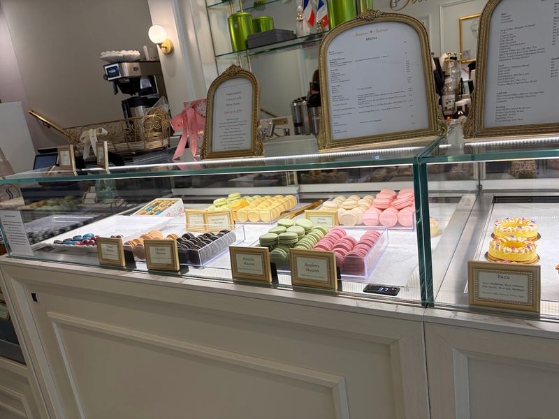 Colorful Macarons Filling The Display Cases