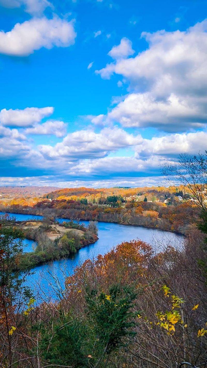 The Housatonic River Appears Beyond The Trees
