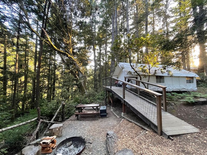 This California Glamping Retreat Puts Heated Beds And Hot Showers In A Coastal Forest - Decor Hint Private Decks Extend The Living Space Outdoors