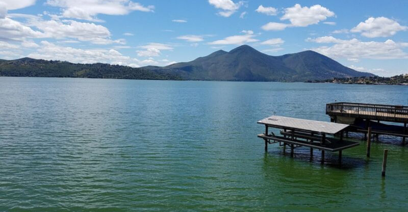 This Enormous California Lake Has 100 Miles Of Shoreline And A Volcano Rising Beside It