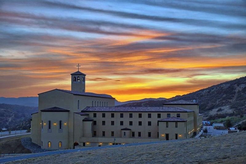 This Hilltop California Monastery Looks Like Old Europe Landed In Orange County - Decor Hint Let The Canyon Do Half The Work