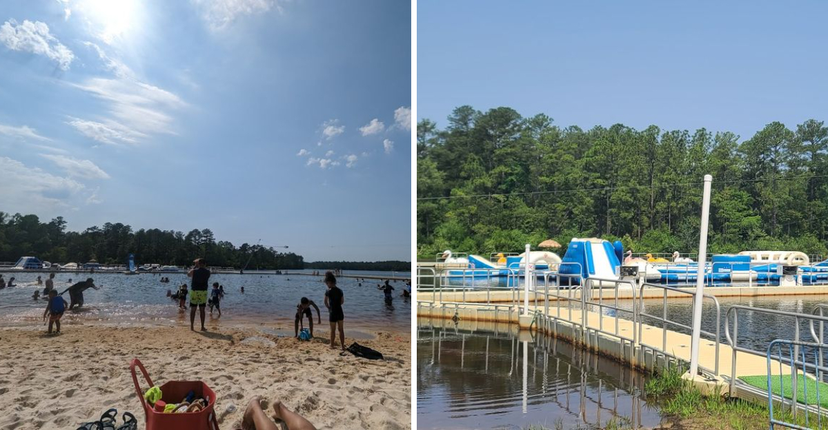 This North Carolina Lake On A Military Base Hides A Beach Cabins And A Surprise Water Slide - Decor Hint