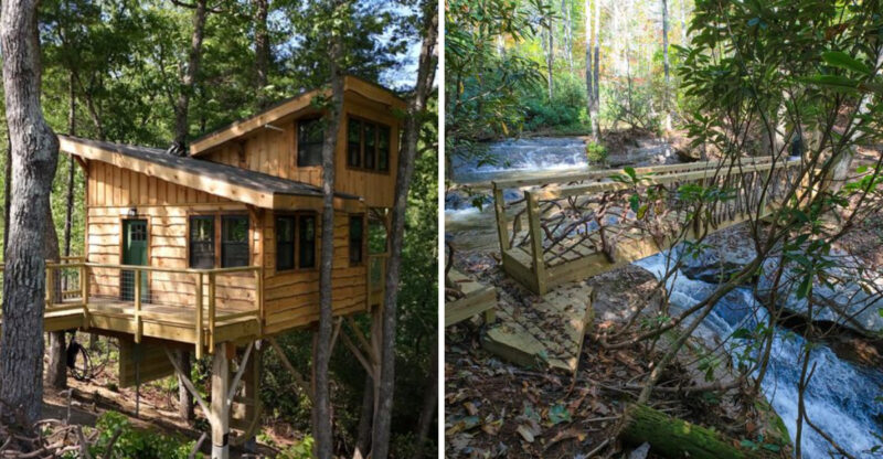 This Secluded North Carolina Retreat Lets You Sleep In Treehouses High Above A Mountain Gorge