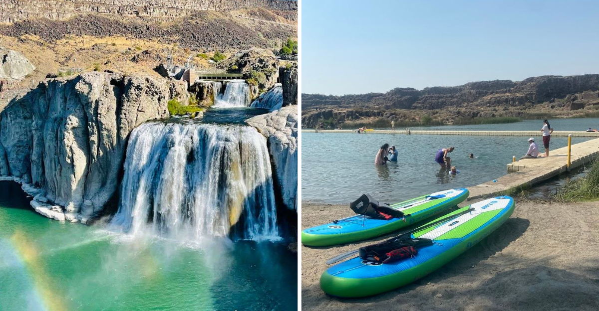 This Spring Fed Idaho Lake Has A Sandy Swim Beach Sitting Above A Massive Waterfall 2 - Decor Hint