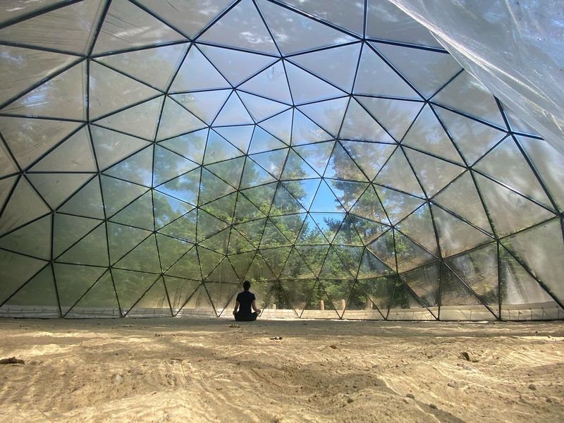 Dome Tents Facing The Pastures
