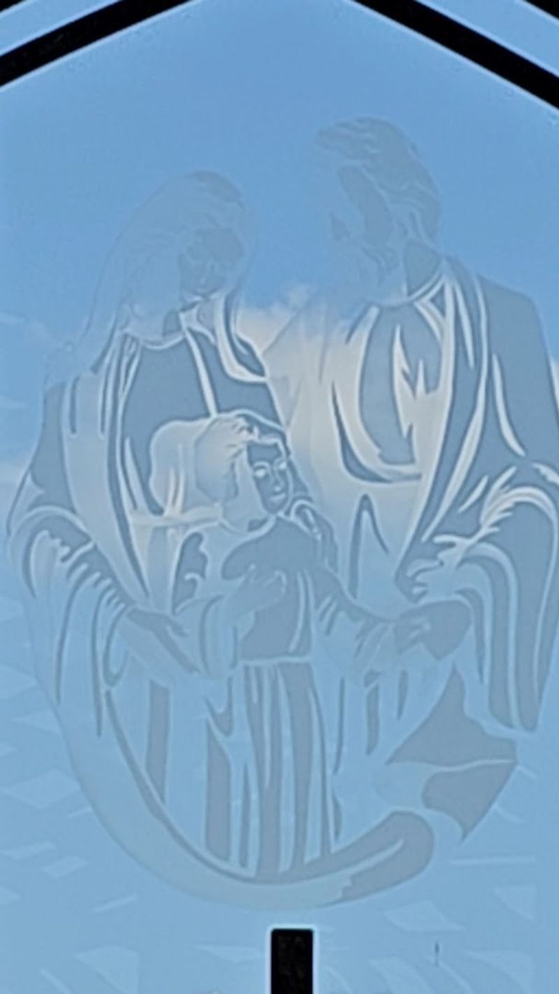 The Holy Family Appears Etched In Glass