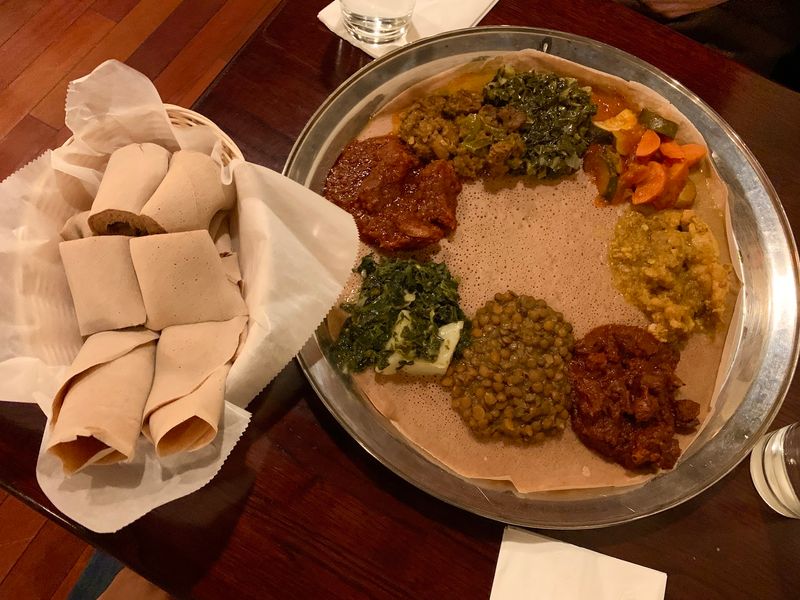 Injera At The Center Of The Table
