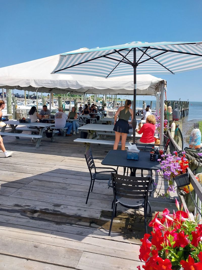Picnic Tables Facing The Harbor