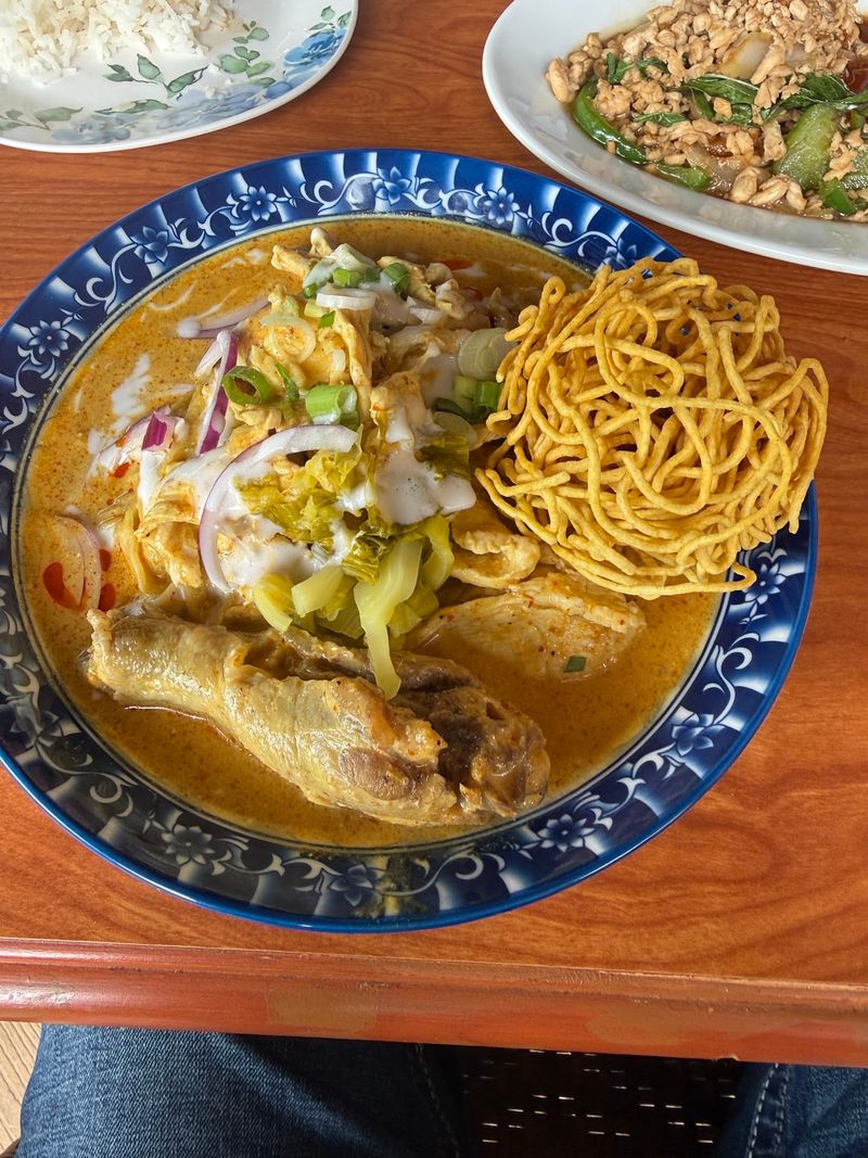 This Tiny-Town North Carolina Thai Cafe Comes With A Storybook Church View - Decor Hint Come Back For Noodles When You Want A Completely Different Plate