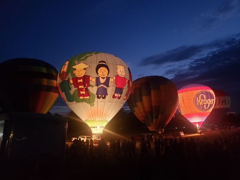 Hot Air Balloons Light Up Mahr Park After Sunset
