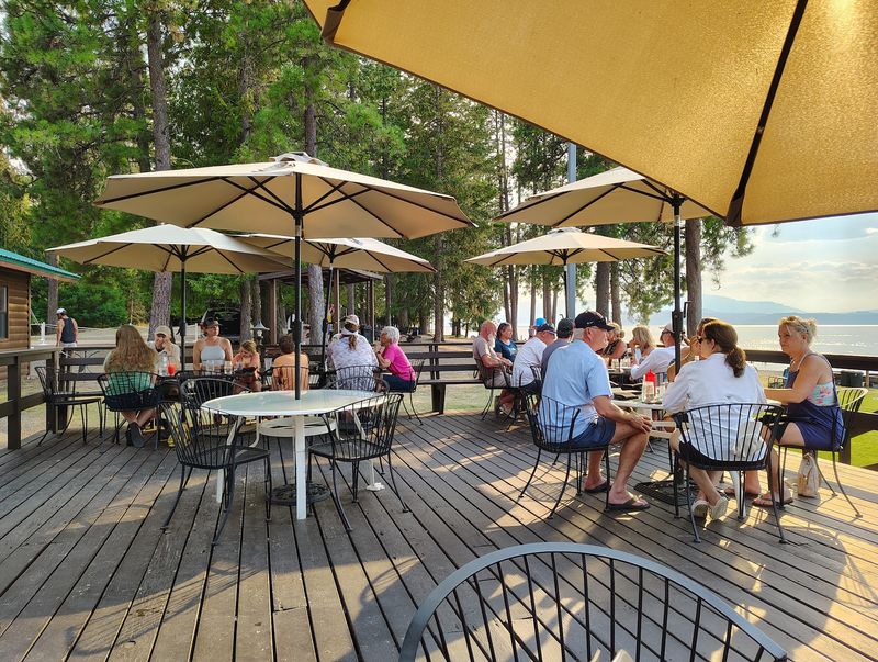 Lake Pend Oreille Stretches Out Beside The Dining Deck