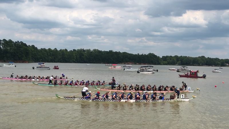 Watch Dragon Boats Race Across High Rock Lake, Salisbury