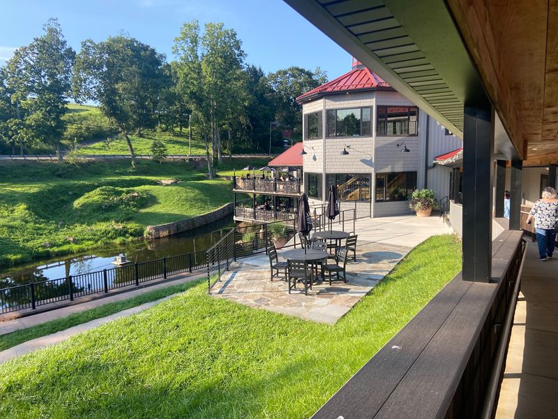 Outdoor Tables Look Right Toward The Water