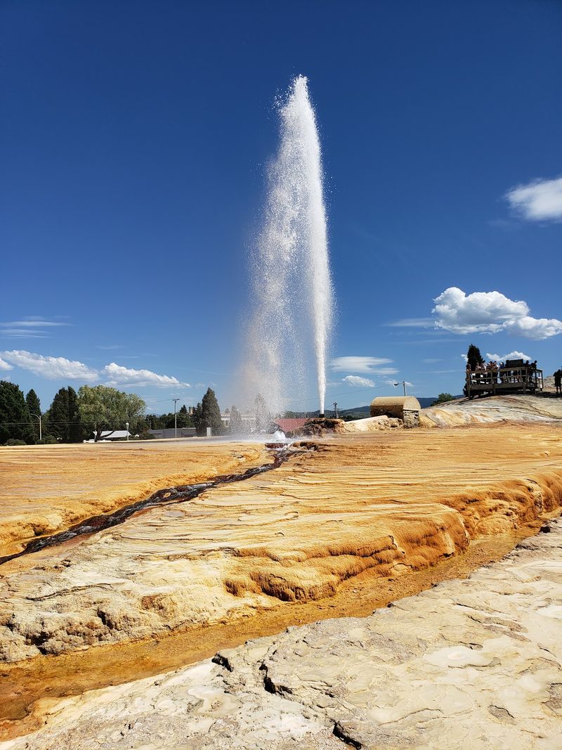 A 100-Foot Blast Of Water Steals The Show Right In The Middle Of Town