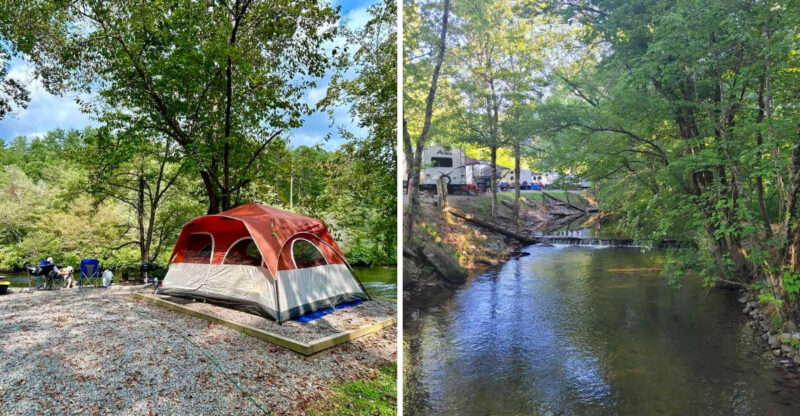 This Georgia Campground Sits Along The Toccoa River With Tubing, Camping, And Mountain Views