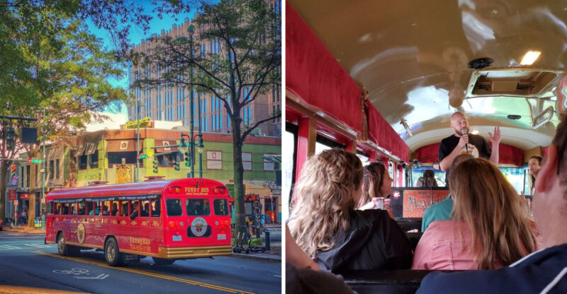 This Wild 90-Minute North Carolina Bus Tour Turns Sightseeing Into A Rolling Comedy Show