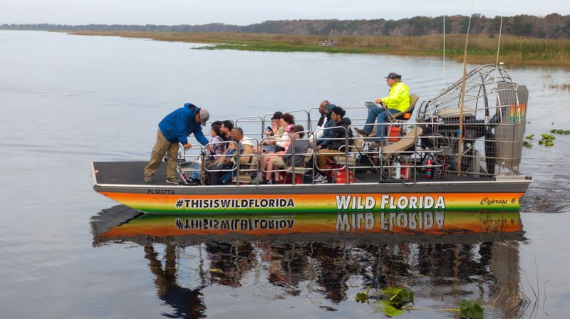 Airboat Rides Across Open Marsh