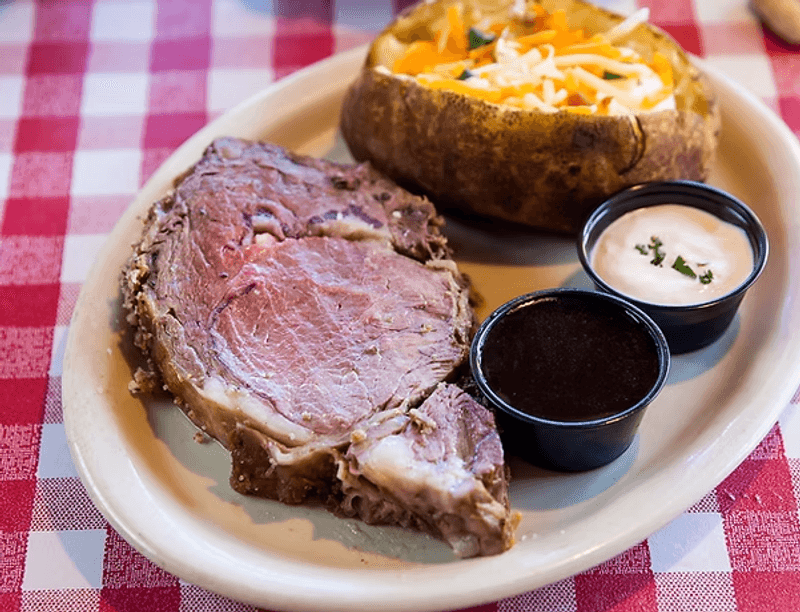 Prime Rib Carved Thick and Served Hot