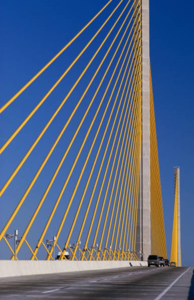 Driving over Florida's Tallest Bridge Hands You the Best View of Tampa Bay - Decor Hint Yellow Cables and a Record-Setting Design
