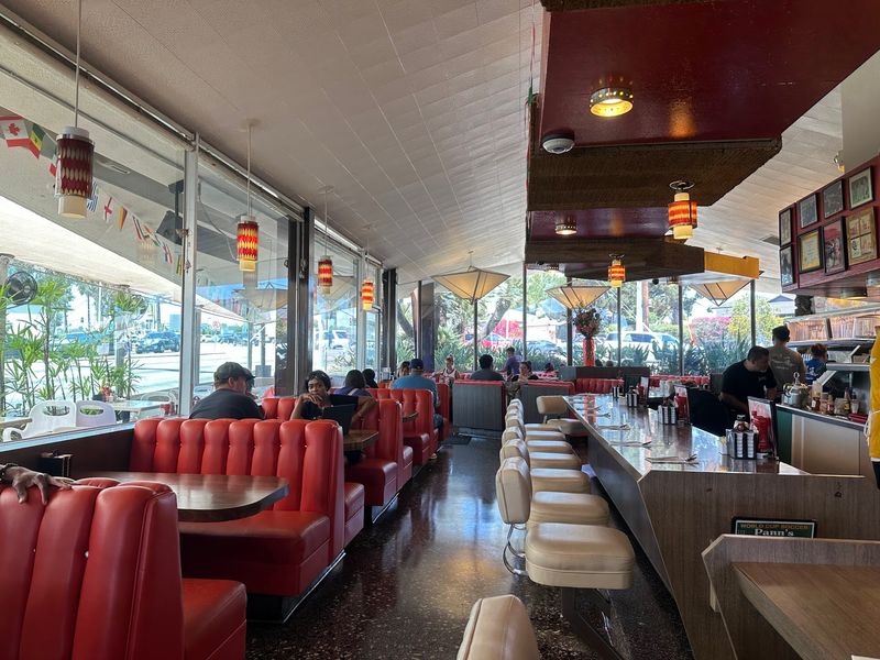 This Old-School California Diner Has Been Flipping Fluffy Pancakes Since 1958 - Decor Hint Red Booths And Counter Stools Keep The Diner Spirit Alive