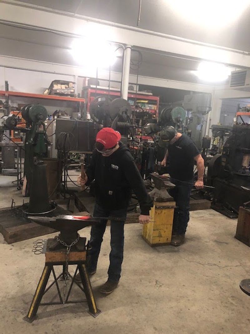 This Nebraska Blacksmith Shop Lets Total Beginners Hammer Out Their Own Knife From A Railroad Tie - Decor Hint Homemade Lunch and a Tray of Brownies