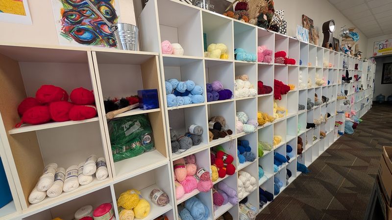 The Famous Wall of Bargain Yarn