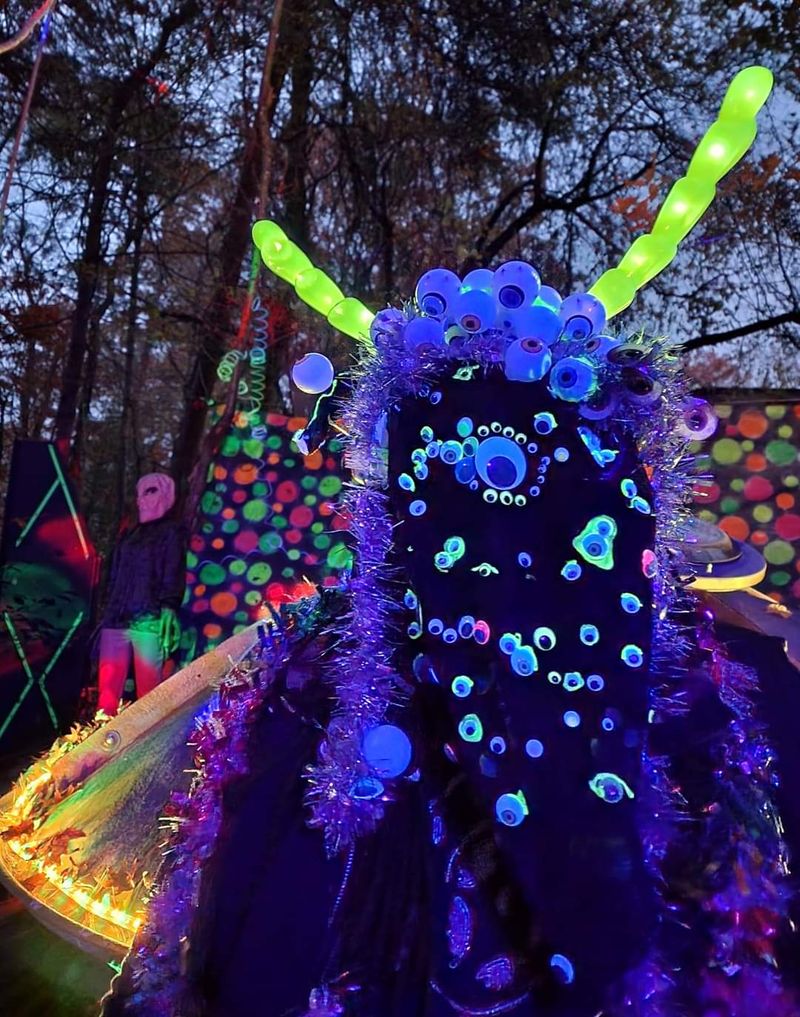 This North Carolina Halloween Festival Only Appears For 10 Nights, And The Whole Trail Comes Alive After Dark - Decor Hint The Aerial Glow Trail Takes Halloween 10 Feet Above The Ground