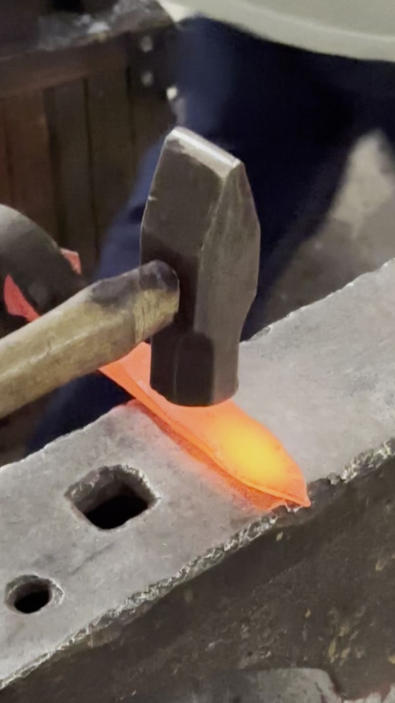 This Nebraska Blacksmith Shop Lets Total Beginners Hammer Out Their Own Knife From A Railroad Tie - Decor Hint From Glowing Spike to Finished Blade