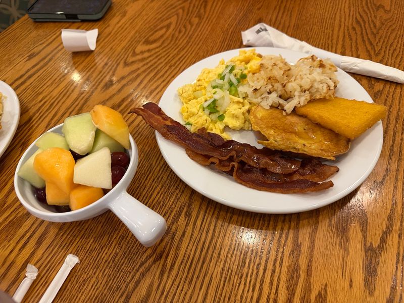 Morning Plates of Bacon and French Toast