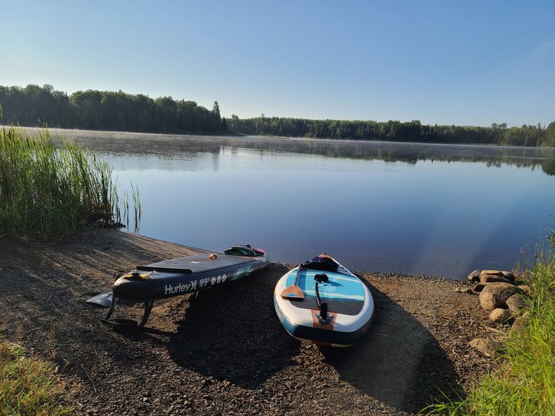 Paddling Across Open Blue Water