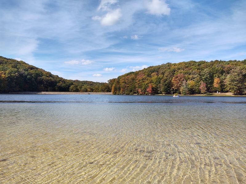 A Mountain Lake With A Real Sandy Beach