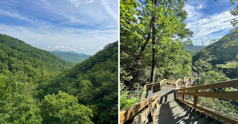 This North Carolina Waterfall Hike Climbs 580 Stairs Through A Shaded Forest
