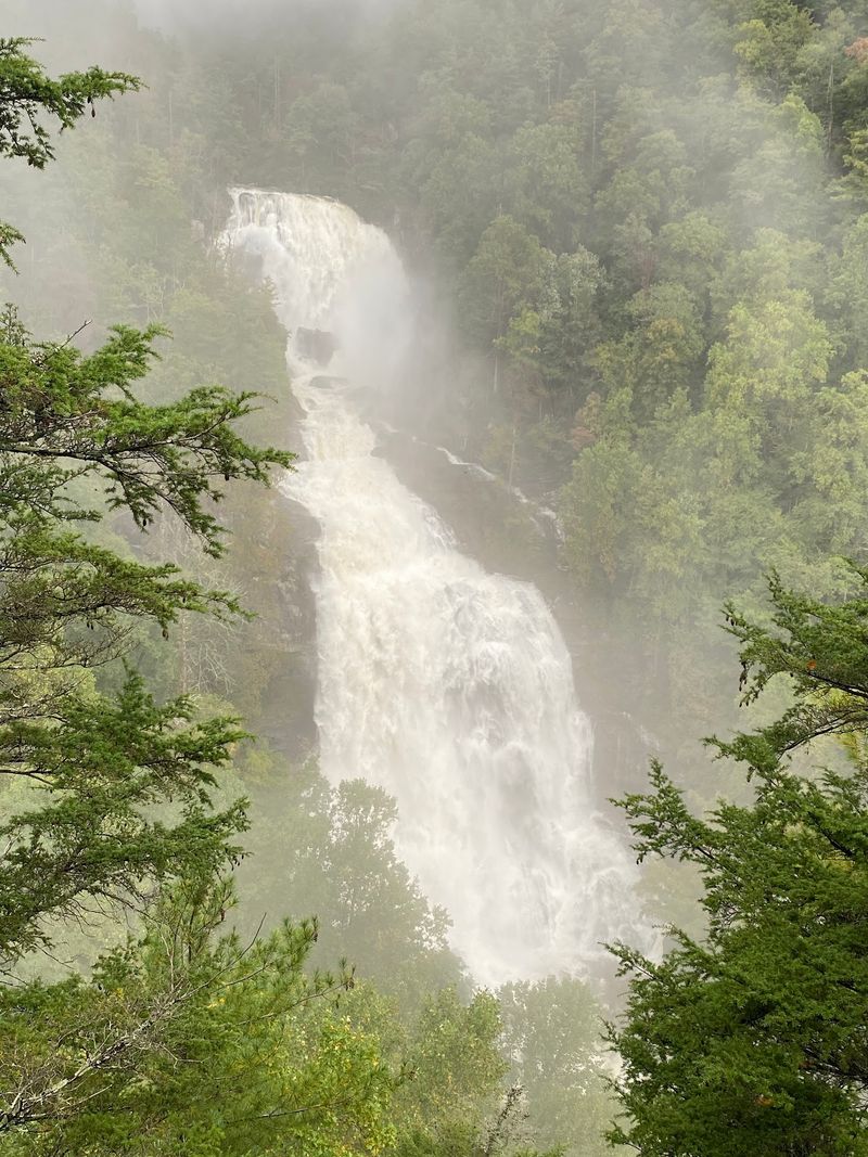 This 411-Foot North Carolina Waterfall Is Roaring With Millions Of Gallons Of Water After Days Of Heavy Rain - Decor Hint Another 400-Foot Waterfall Waits Just Across The South Carolina Line