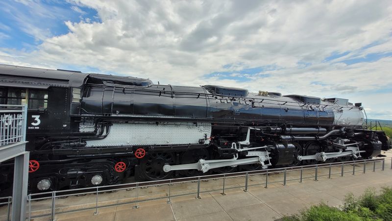Every Train Fan Gets Close To The World's Largest Steam Locomotive Sitting In A Nebraska Park - Decor Hint The Muscle Behind Those Massive Wheels