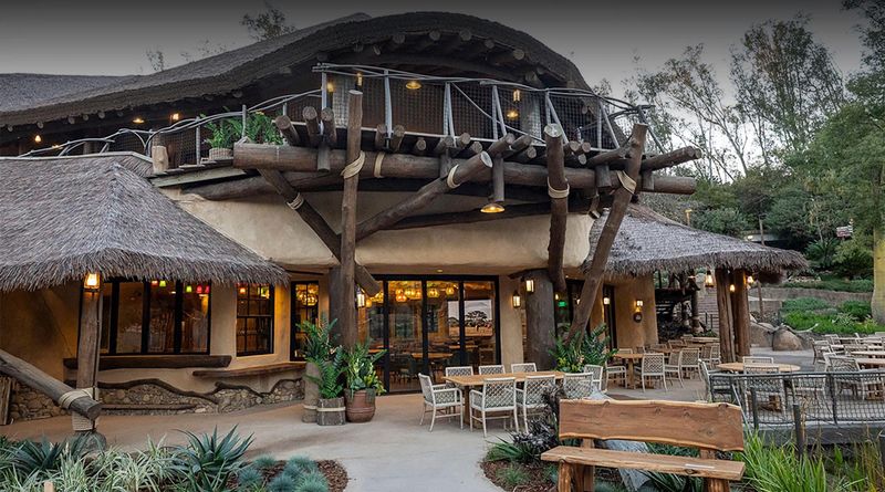 This California Restaurant Lets You Eat Just Steps Away From Elephants At The San Diego Zoo Safari Park - Decor Hint Thatched Roofs And Carved Elephants Set The Mood Early