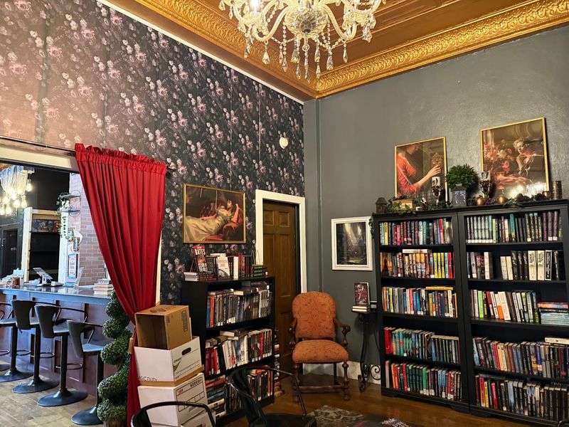 This Kentucky Bookstore Lets You Sip Coffee And Play Board Games Surrounded By Gothic Decor - Decor Hint Gilded Frames And Velvet Curtains Set A Moody, Magical Scene