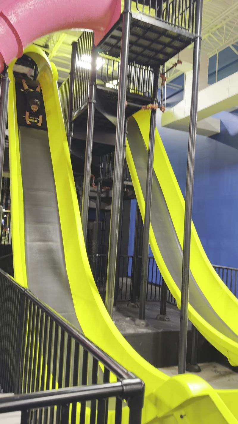 This New North Carolina Indoor Adventure Park Is Packed With Giant Slides And Air Courts - Decor Hint The Mega Launch Is Where Brave Faces Get Tested