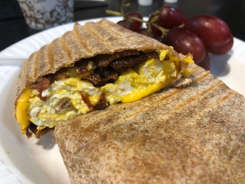 Mornings Start With Breakfast Wraps And A Side Of Grapes