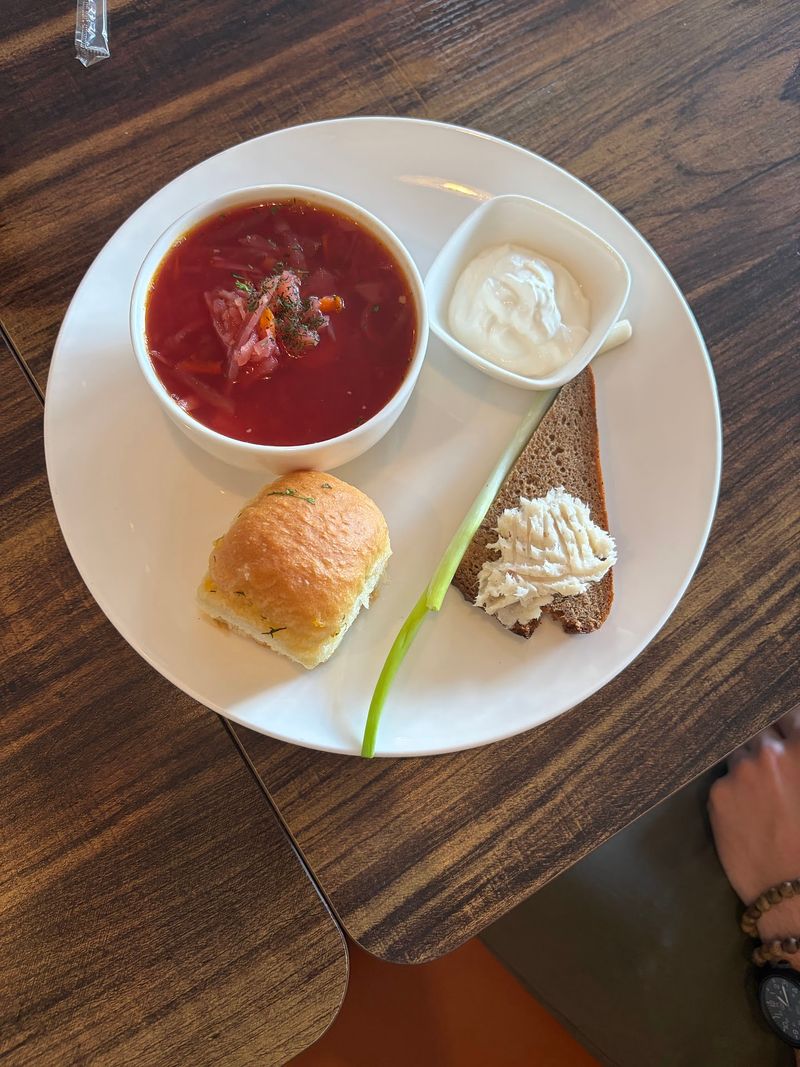 Bright Red Borscht With Garlic Buns