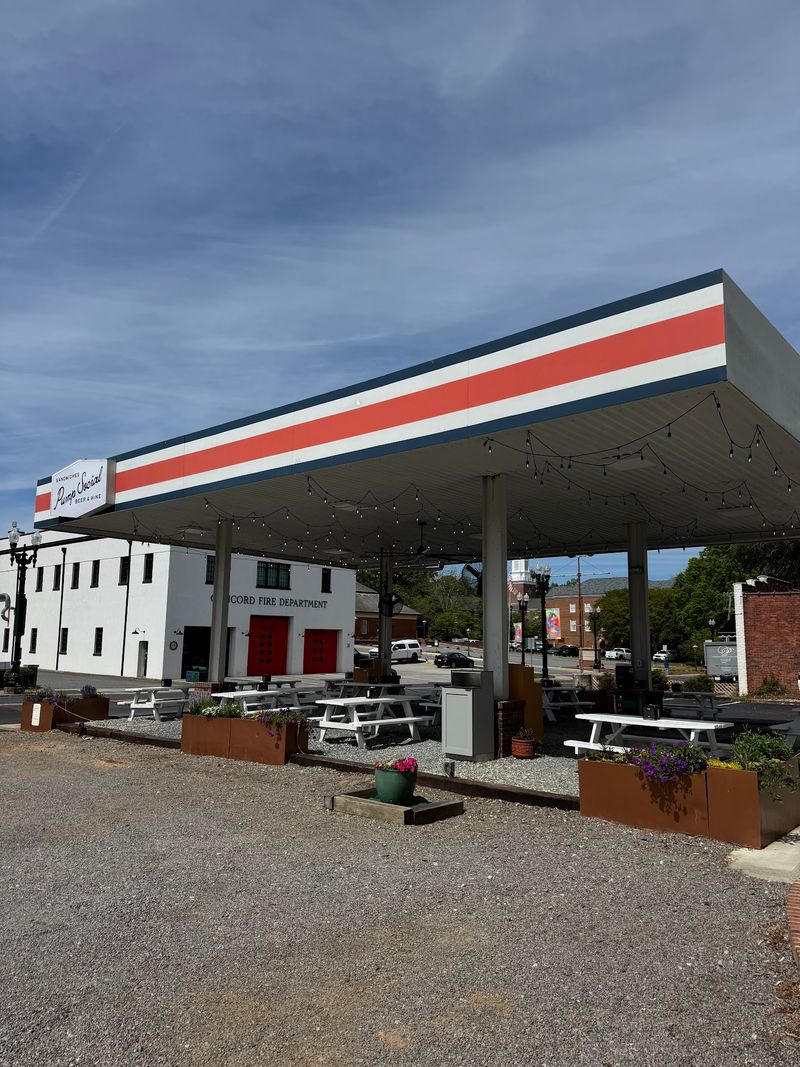 This North Carolina Restaurant Inside An Old Service Station Just Caught Michelin's Attention - Decor Hint Grab A Picnic Table Under The Old Gas Station Canopy