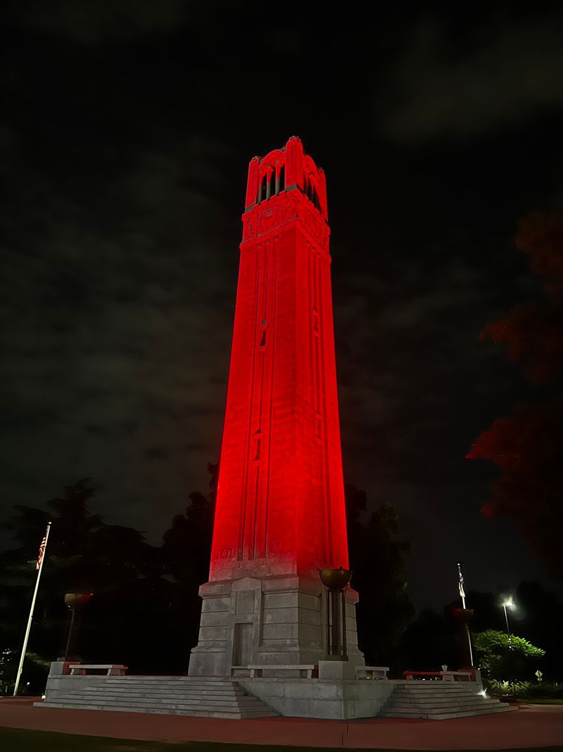 This 115-Foot North Carolina Tower Is The Largest Memorial Of Its Kind In America - Decor Hint The Entire Landmark Glows Red For Some Of The University’s Biggest Moments