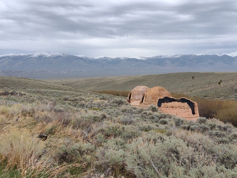 Giant 1880s Beehive Charcoal Kilns Tell A Ghost Town Story In The Sagebrush Near Leadore, Idaho - Decor Hint Brick Domes Above Birch Creek