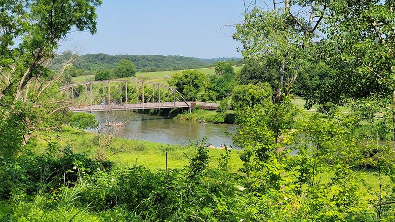 Nebraska's Tallest Waterfall Drops 63 Feet Through A Shady Canyon Along The Niobrara River - Decor Hint An Old Iron Bridge Got A Second Life Over The Niobrara