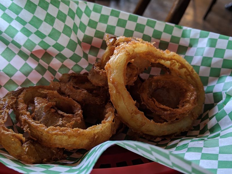 Handmade Onion Rings And Juicy Burgers