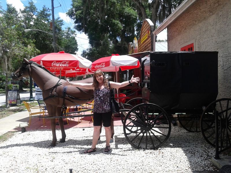 Patio Tables And An Amish Buggy Out Front