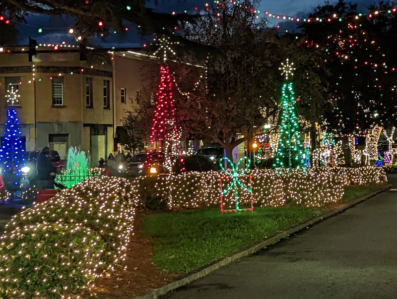This North Carolina Town Turns Its Downtown Into A Free Christmas Wonderland With Over One Million Lights - Decor Hint Horses, Hay, And A Very Cozy Way To See The Lights
