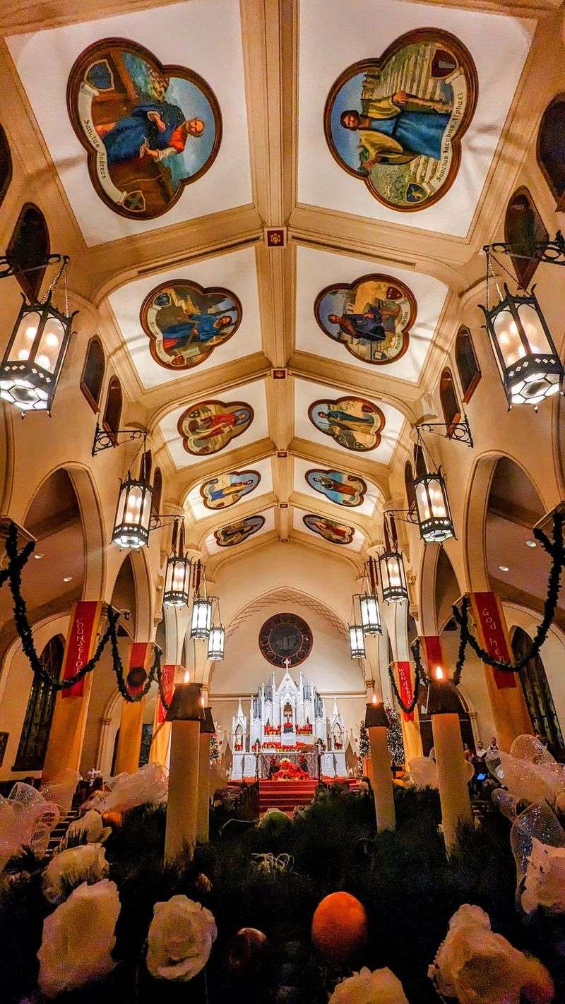 Saints Looking Down From A Painted Ceiling