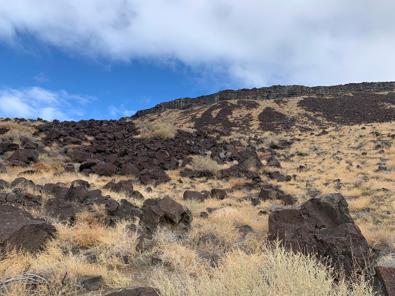 Dark Basalt And A Rugged Canyon Backdrop