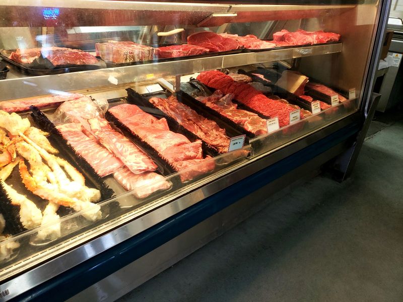 The Selection Of Beef Cuts Available At The Counter