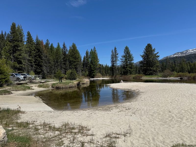 A Sandy Beach Right Where The River Pours Into Payette Lake